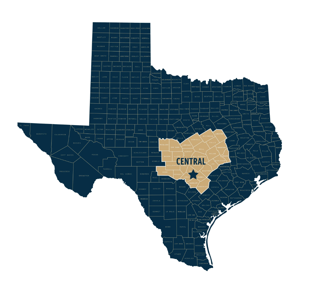 Central Texas Service Area Map